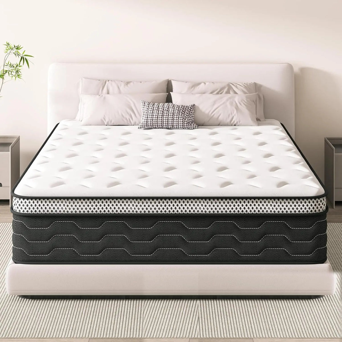 Vue de face du matelas à ressorts ensachés 25 cm d'épaisseur